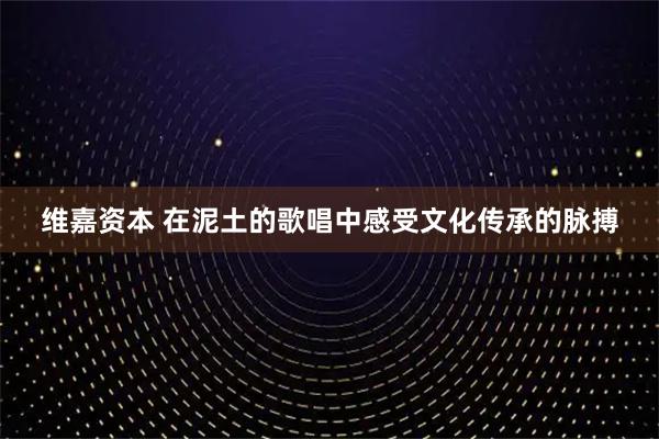 维嘉资本 在泥土的歌唱中感受文化传承的脉搏