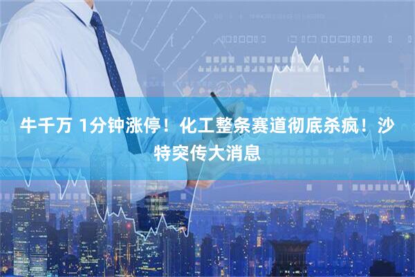 牛千万 1分钟涨停！化工整条赛道彻底杀疯！沙特突传大消息