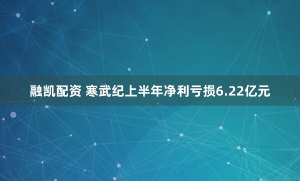 融凯配资 寒武纪上半年净利亏损6.22亿元